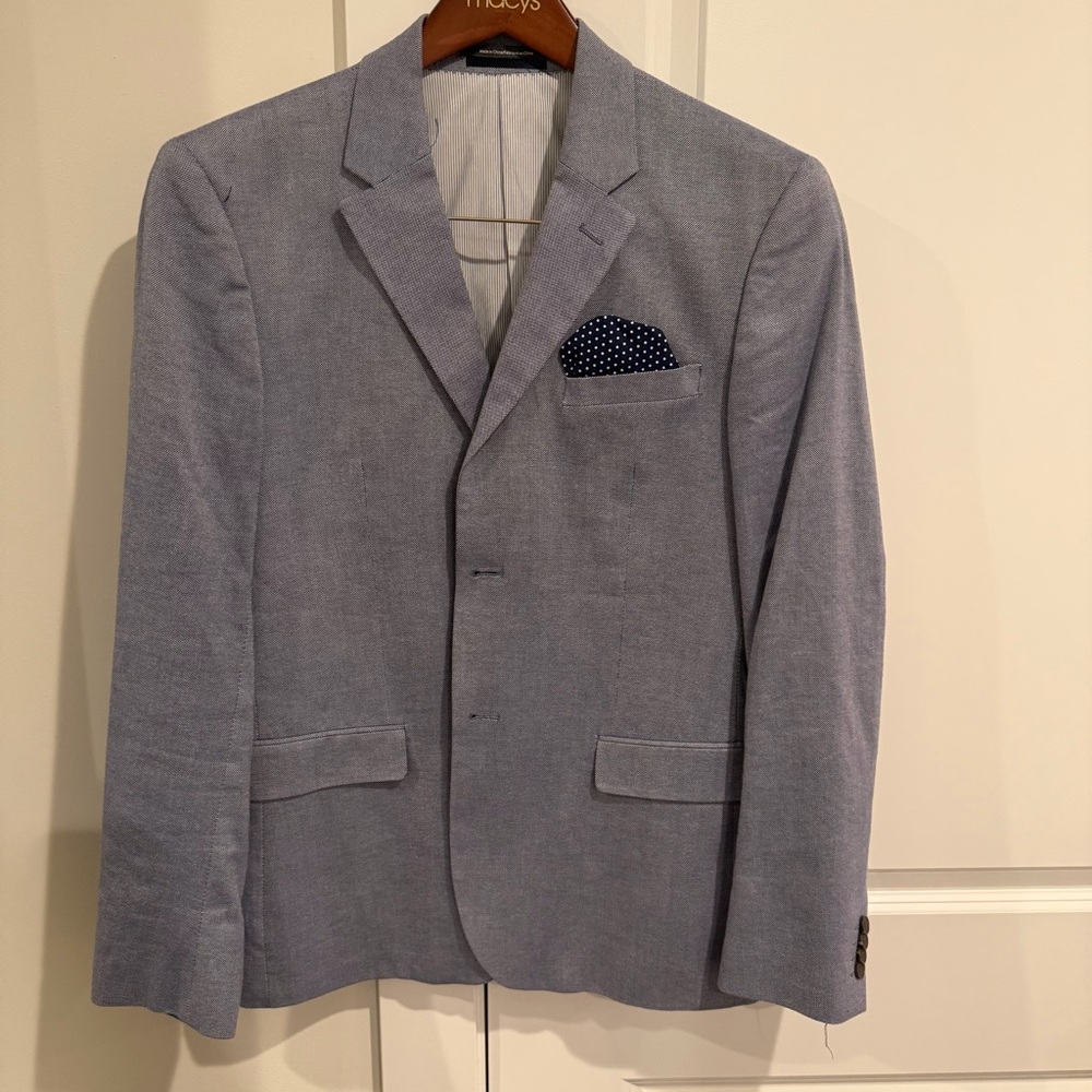 H&M Light Blue Blazer with Pocket Square